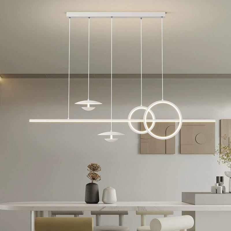 White 5-Light Kitchen Island Lighting Modernism LED Shaded Ceiling Light