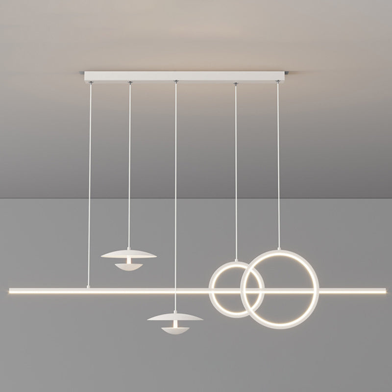 White 5-Light Kitchen Island Lighting Modernism LED Shaded Ceiling Light