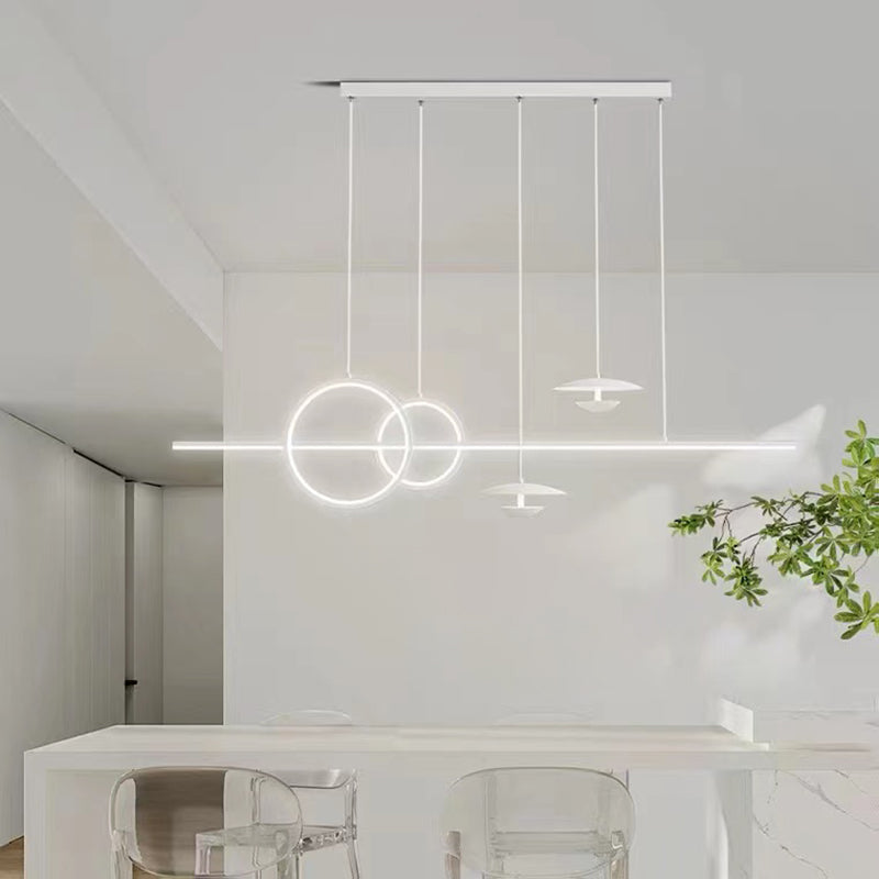 White 5-Light Kitchen Island Lighting Modernism LED Shaded Ceiling Light