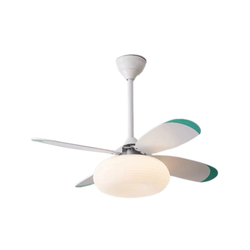 Kids Style LED Ceiling Fan in White Metal and Acrylic Ceiling Fan Fixture