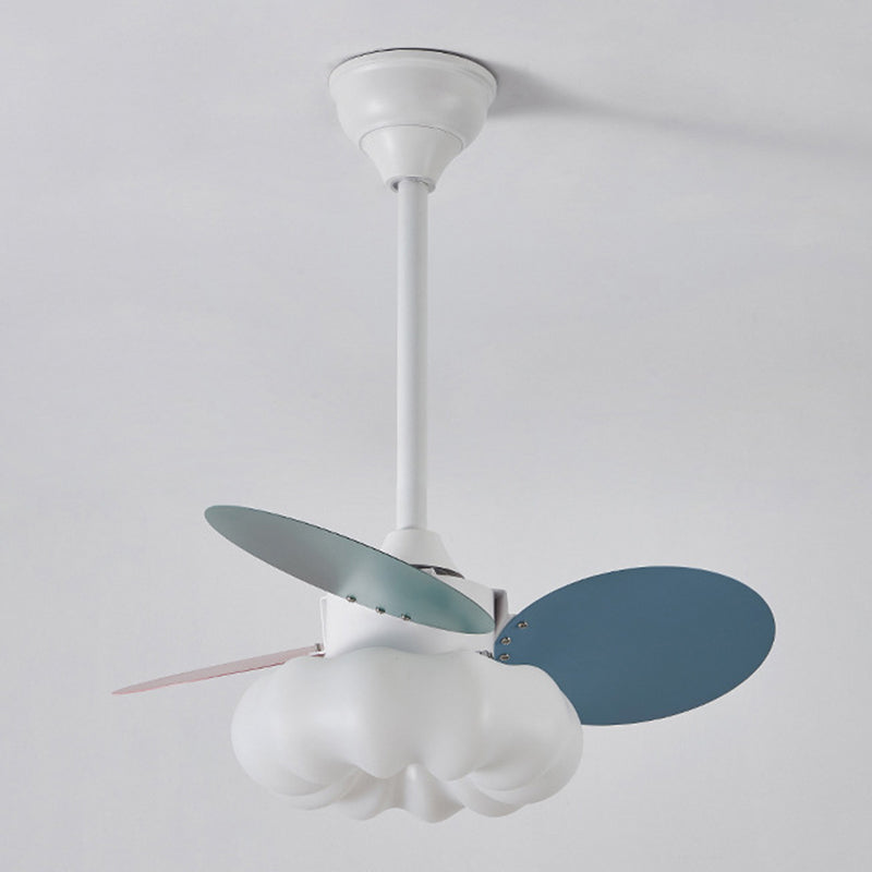 Kids Style LED Ceiling Fan in White Metal and Acrylic Ceiling Fan Fixture