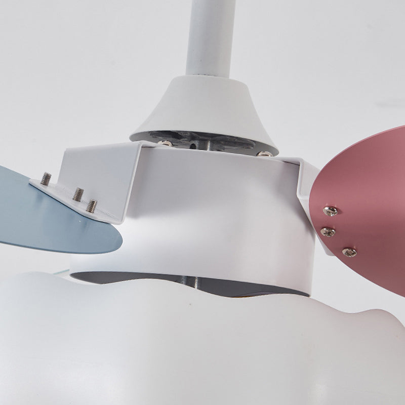 Kids Style LED Ceiling Fan in White Metal and Acrylic Ceiling Fan Fixture