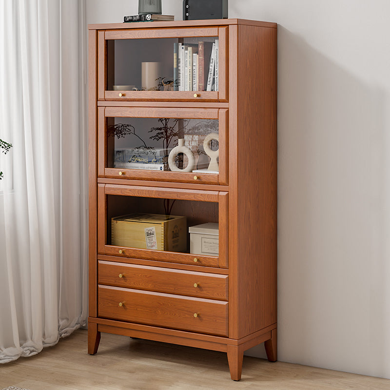 Modern Wood Bookcase Floating Doors Included Bookshelf with Shelves