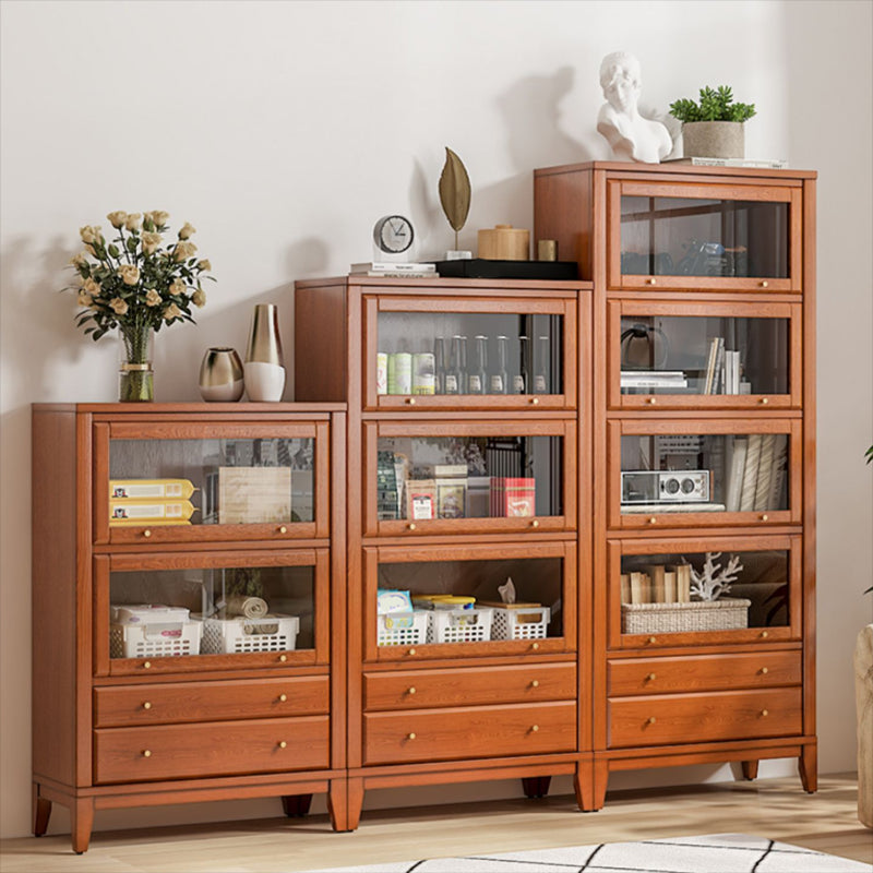 Modern Wood Bookcase Floating Doors Included Bookshelf with Shelves