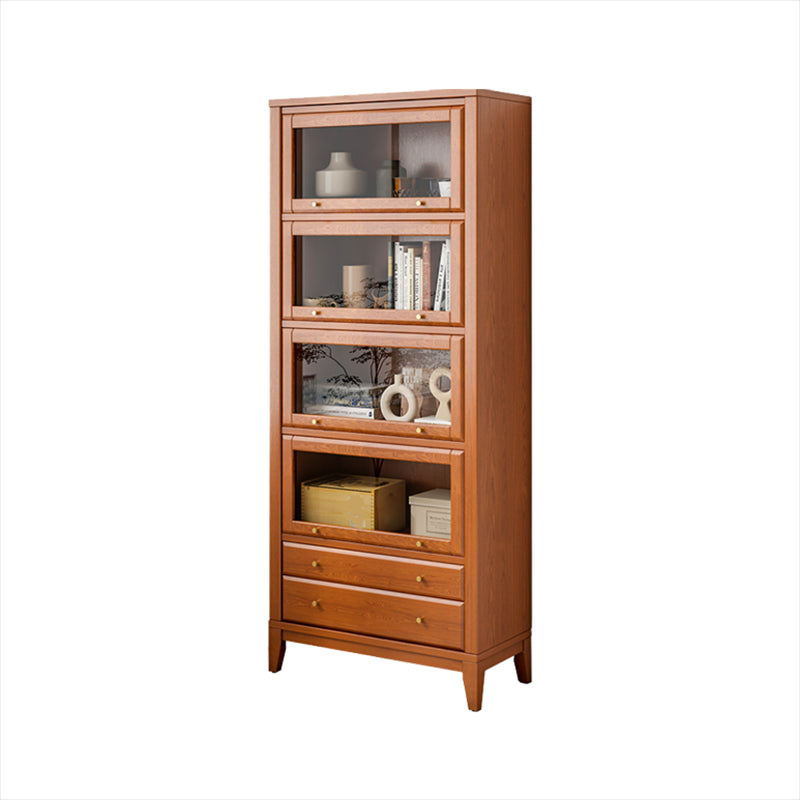 Modern Wood Bookcase Floating Doors Included Bookshelf with Shelves