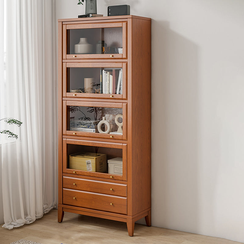 Modern Wood Bookcase Floating Doors Included Bookshelf with Shelves