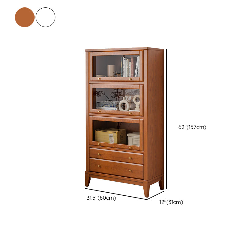 Modern Wood Bookcase Floating Doors Included Bookshelf with Shelves