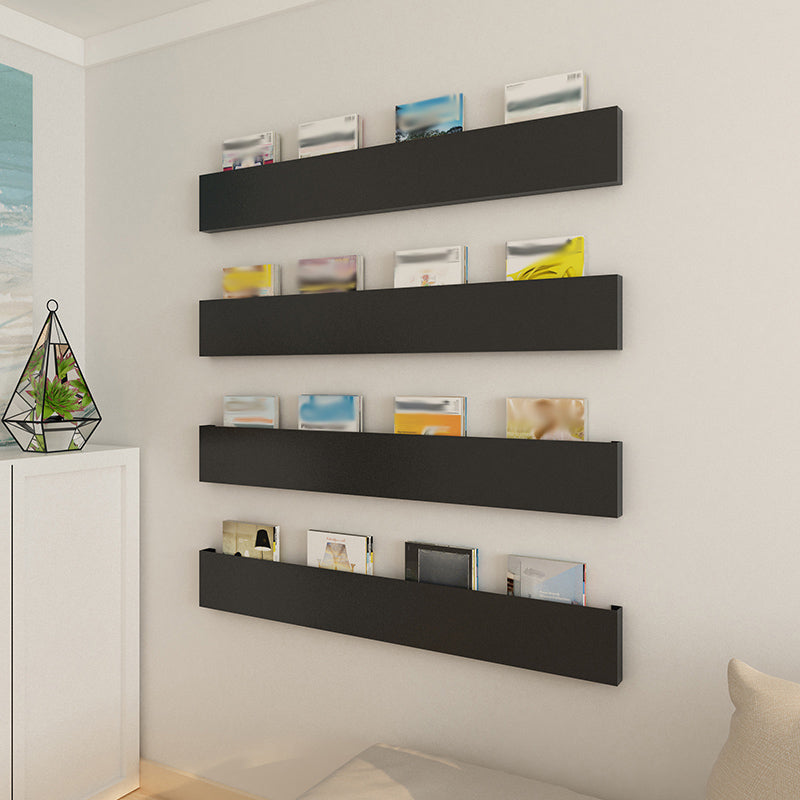 Closed Back Floating Bookshelf Contemporary Metal Bookcase with Shelves
