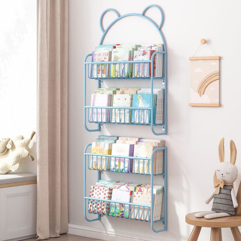 Metal Contemporary Bookshelf Floating Closed Back Bookcase with Shelves