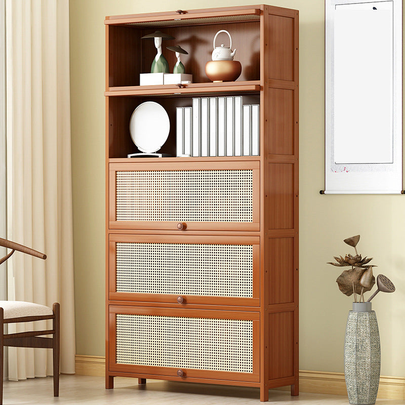 Bamboo Contemporary Bookshelf Standard Bookcase with Cabinets