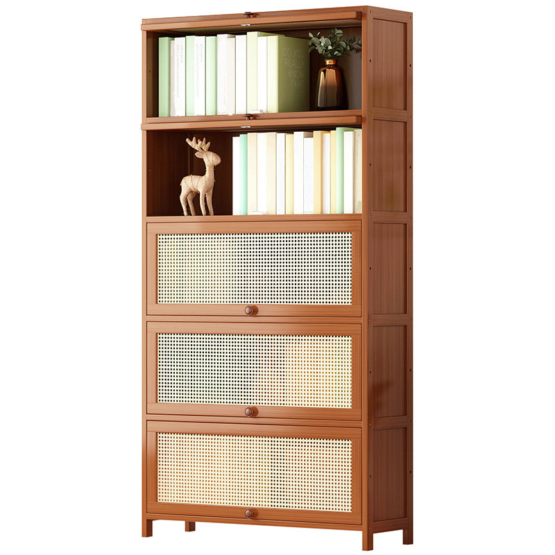 Bamboo Contemporary Bookshelf Standard Bookcase with Cabinets