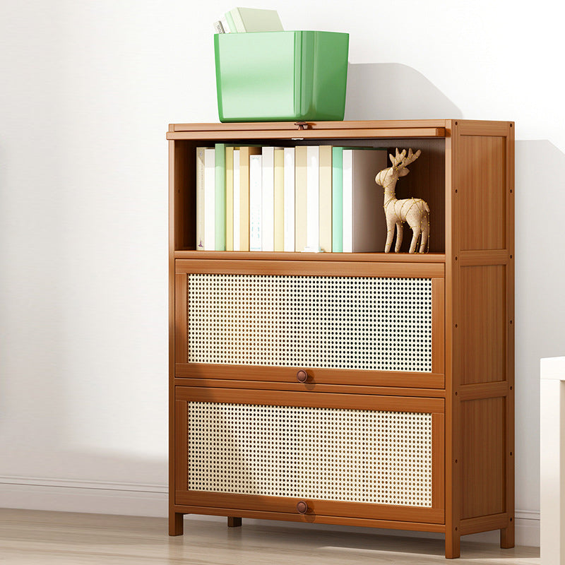 Bamboo Contemporary Bookshelf Standard Bookcase with Cabinets