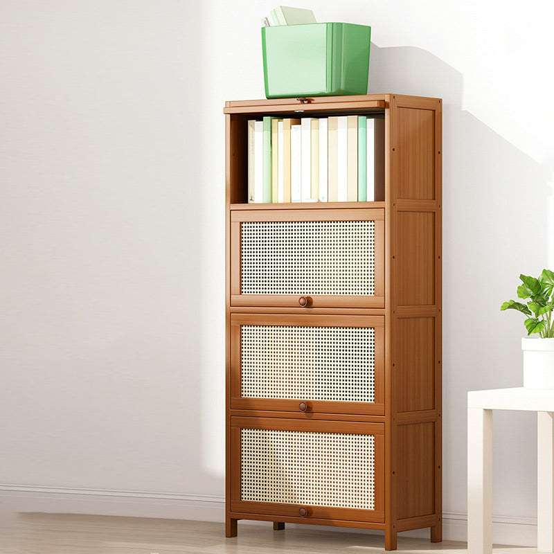 Bamboo Contemporary Bookshelf Standard Bookcase with Cabinets