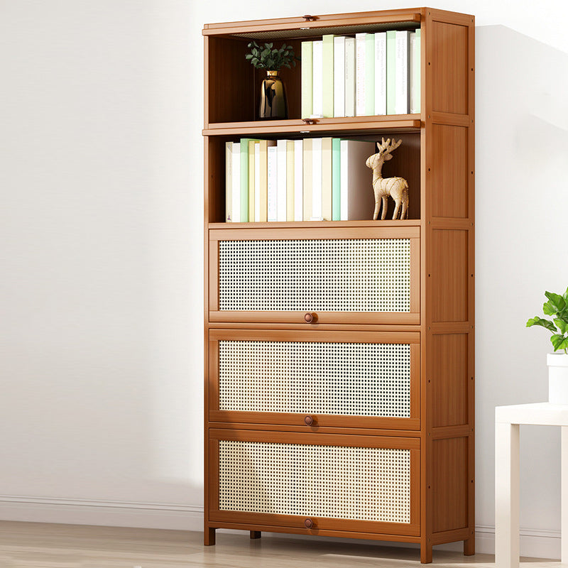 Bamboo Contemporary Bookshelf Standard Bookcase with Cabinets