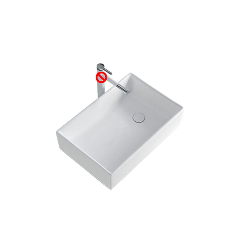 Rectangular Bathroom Sink Porcelain Trough Bathroom Sink(Not Included Faucets)