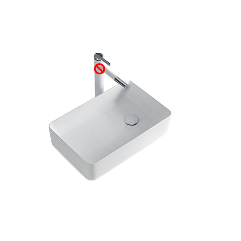 Rectangular Bathroom Sink Porcelain Trough Bathroom Sink(Not Included Faucets)