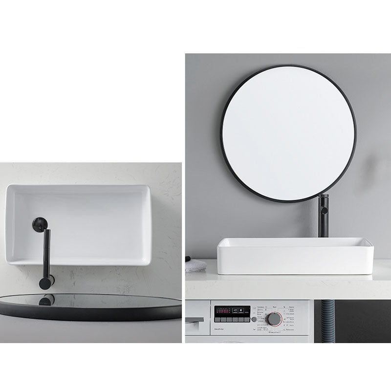 Rectangular Bathroom Sink Porcelain Trough Bathroom Sink(Not Included Faucets)