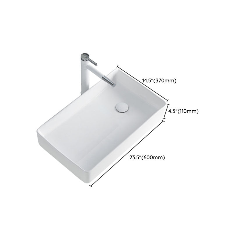 Rectangular Bathroom Sink Porcelain Trough Bathroom Sink(Not Included Faucets)