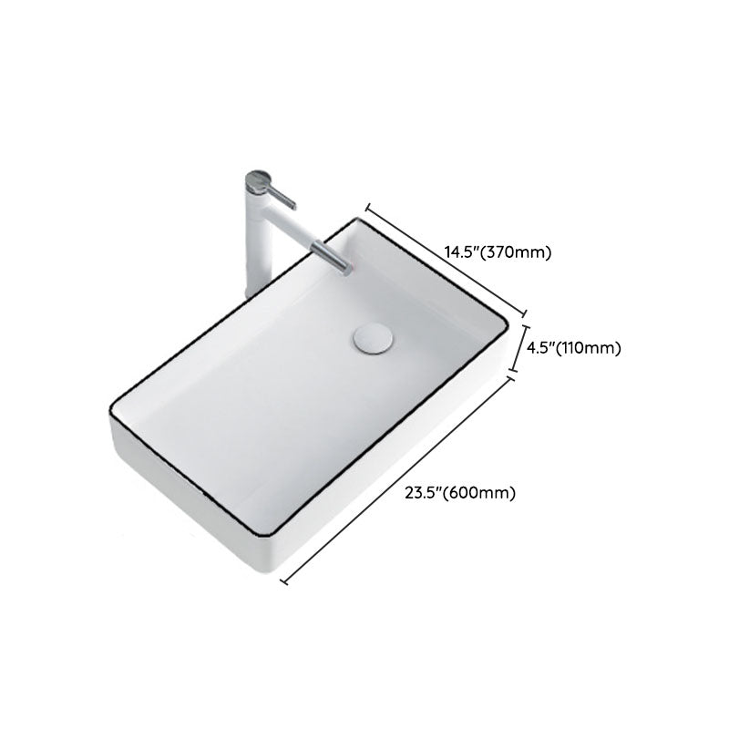 Rectangular Bathroom Sink Porcelain Trough Bathroom Sink(Not Included Faucets)