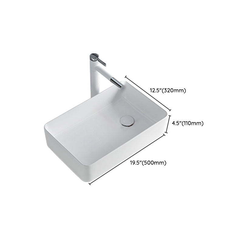 Rectangular Bathroom Sink Porcelain Trough Bathroom Sink(Not Included Faucets)