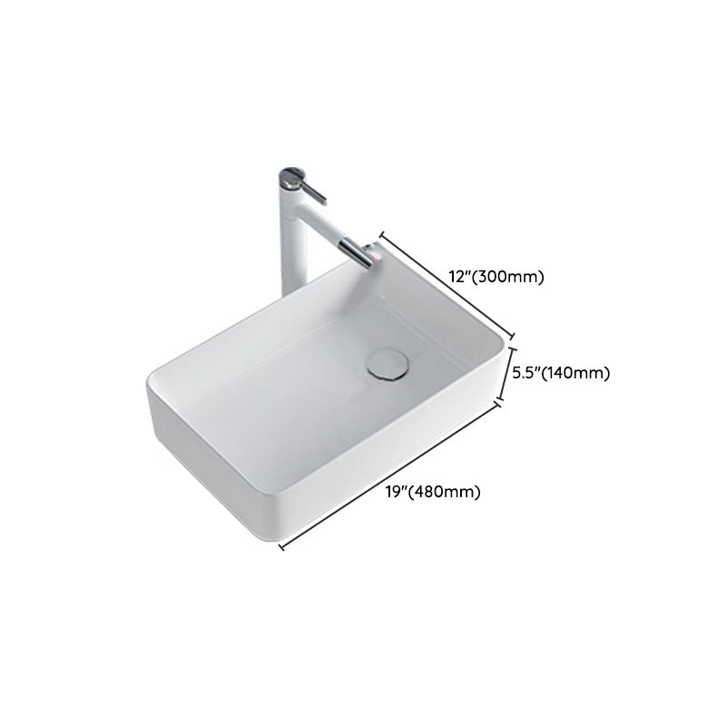 Rectangular Bathroom Sink Porcelain Trough Bathroom Sink(Not Included Faucets)