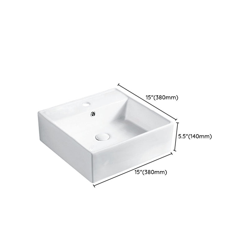 Modern Vessel Bathroom Sink Porcelain with Pop-Up Drain Vessel Sink without Faucet