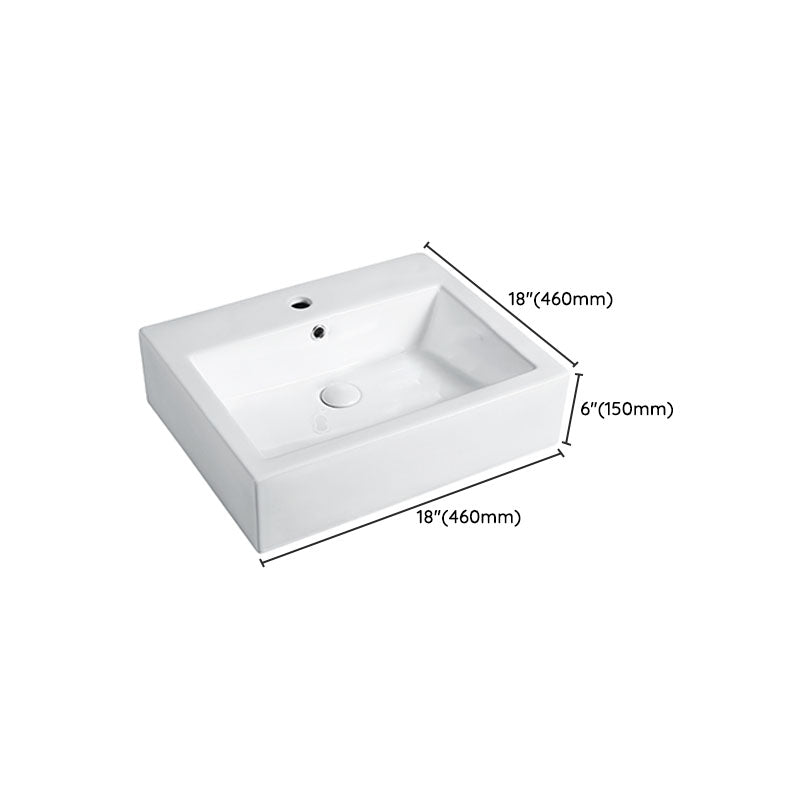 Modern Vessel Bathroom Sink Porcelain with Pop-Up Drain Vessel Sink without Faucet
