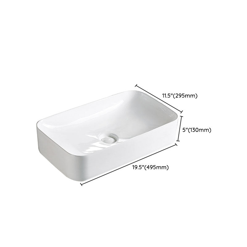 Modern Vessel Bathroom Sink Porcelain with Pop-Up Drain Vessel Sink without Faucet
