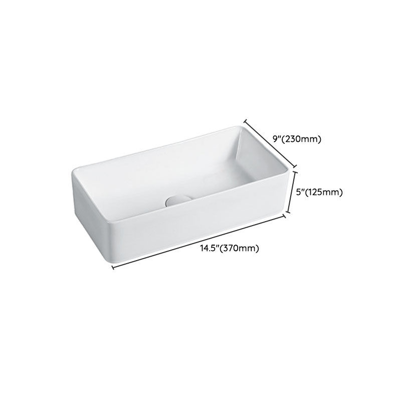 Modern Vessel Bathroom Sink Porcelain with Pop-Up Drain Vessel Sink without Faucet