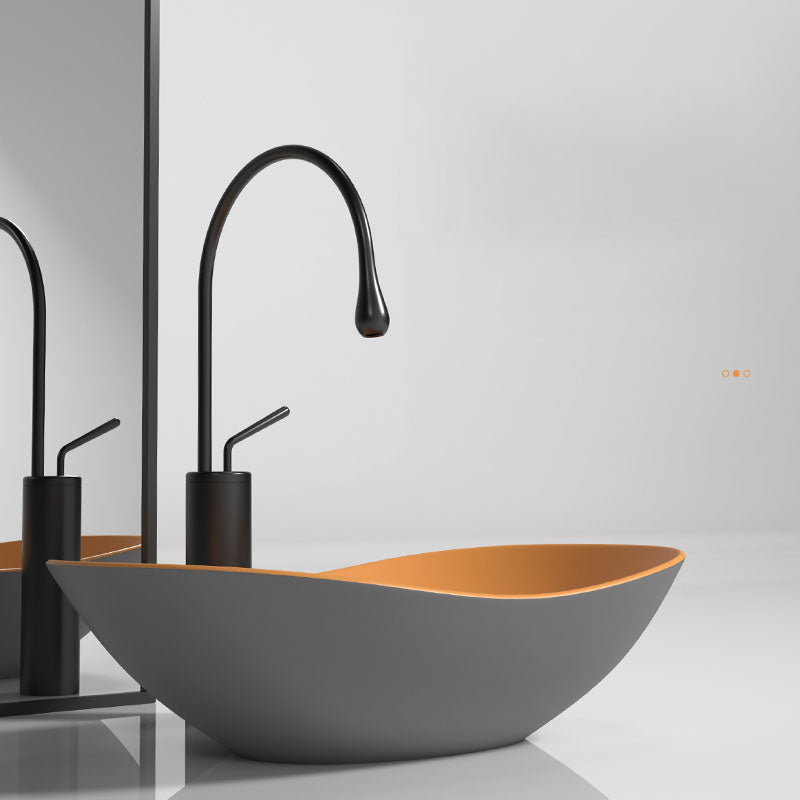 Oval Porcelain Vessel Sink Modern Style Vessel Lavatory Sink with No Craftsmanship