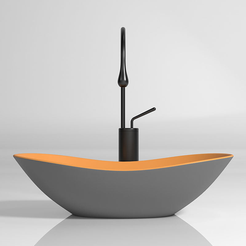 Oval Porcelain Vessel Sink Modern Style Vessel Lavatory Sink with No Craftsmanship