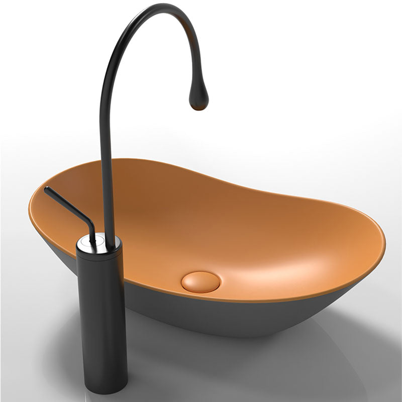 Oval Porcelain Vessel Sink Modern Style Vessel Lavatory Sink with No Craftsmanship