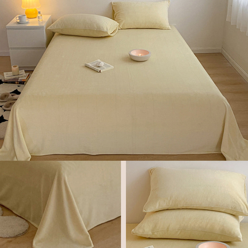 Solid Color Bed Sheet Non-Pilling Wrinkle Resistant Polyester Bed Sheet