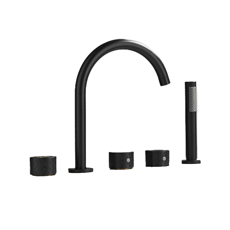 Modern Deck Mounted Metal Tub Filler Three Handles High Arch Faucet