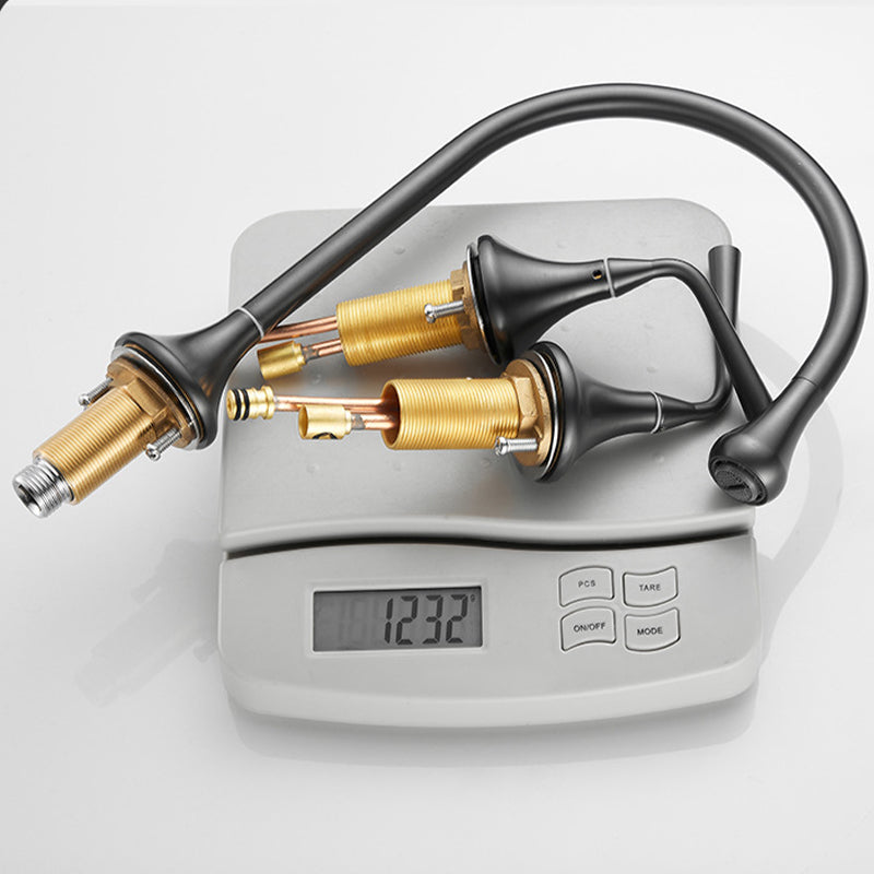 Modern Deck Mounted Metal Tub Filler Three Handles High Arch Faucet