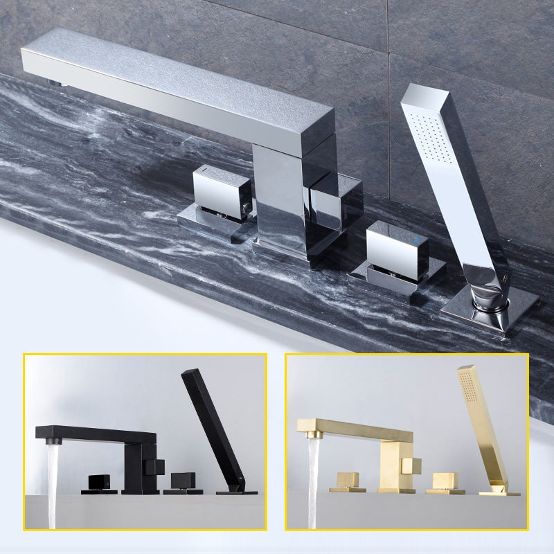Modern Deck Mounted Low Arc Roman Tub Faucet Copper Roman Tub Faucet Set