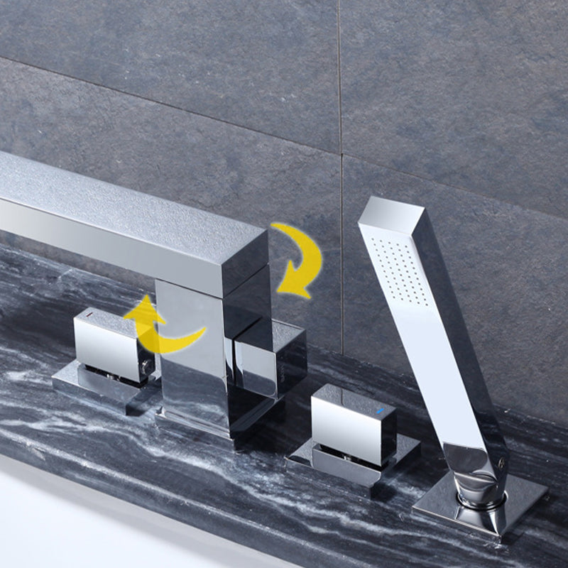 Modern Deck Mounted Low Arc Roman Tub Faucet Copper Roman Tub Faucet Set