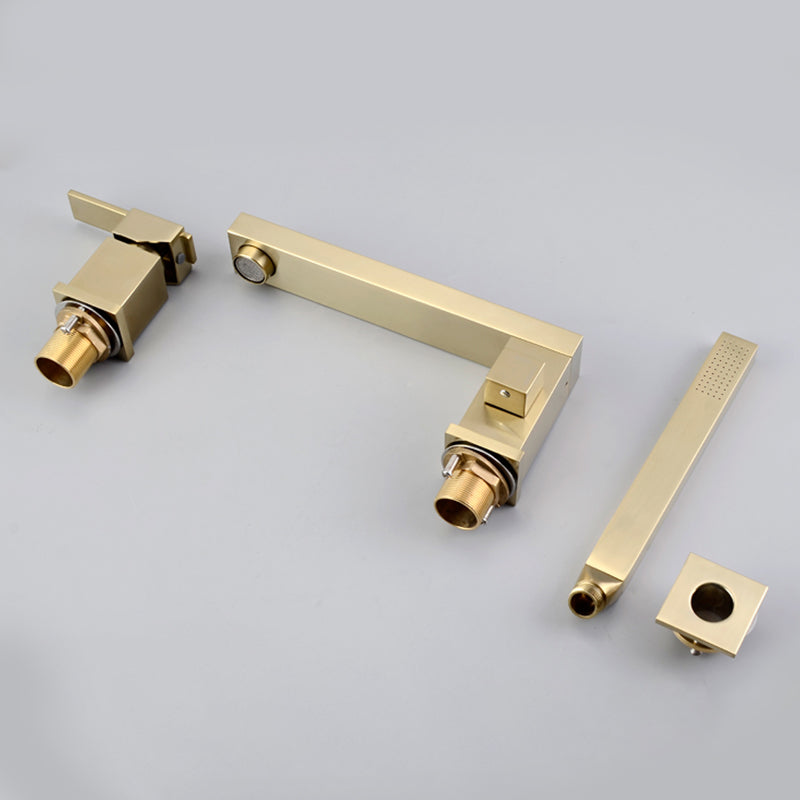 Modern Deck Mounted Low Arc Roman Tub Faucet Copper Roman Tub Faucet Set