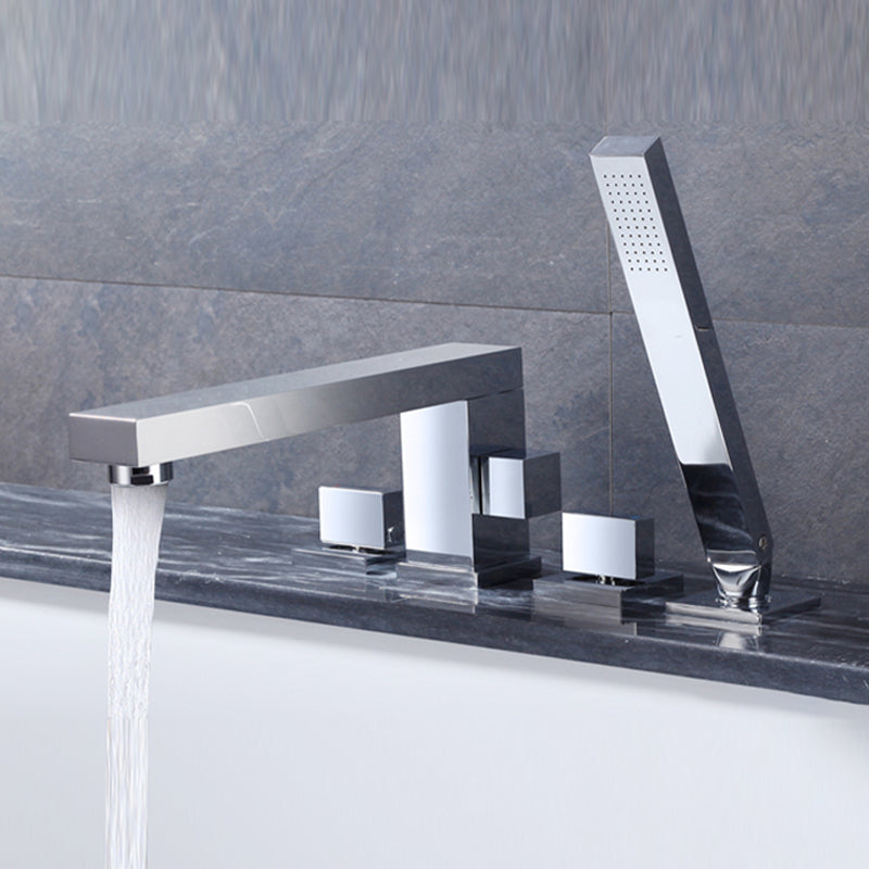 Modern Deck Mounted Low Arc Roman Tub Faucet Copper Roman Tub Faucet Set