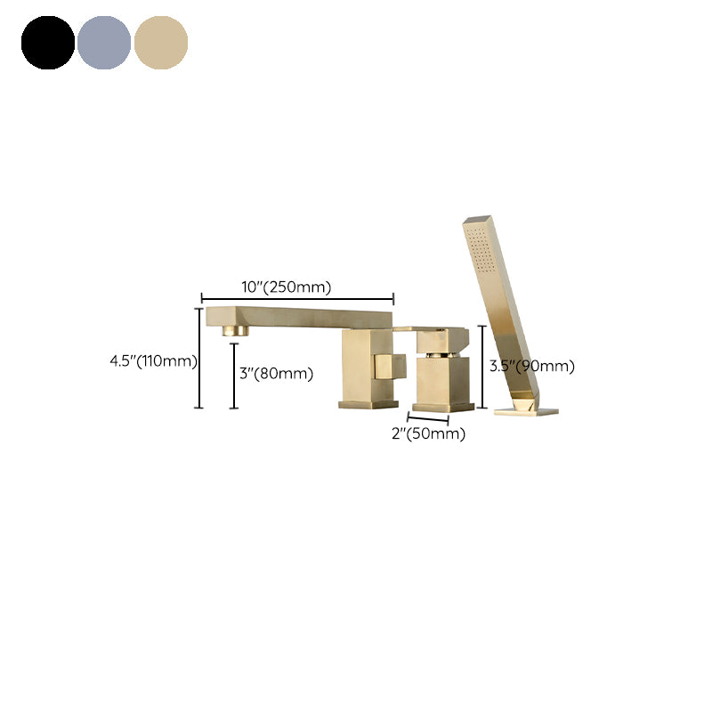 Modern Deck Mounted Low Arc Roman Tub Faucet Copper Roman Tub Faucet Set