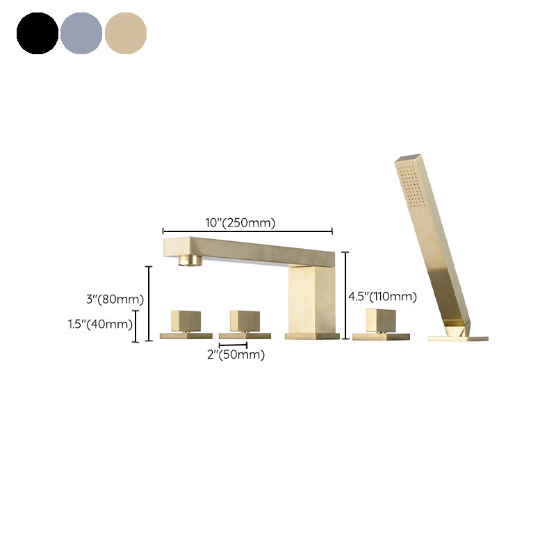 Modern Deck Mounted Low Arc Roman Tub Faucet Copper Roman Tub Faucet Set
