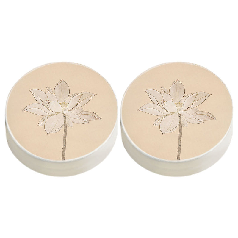 Modern Pouf Ottoman Cotton Upholstered Flower Printed Round Ottoman