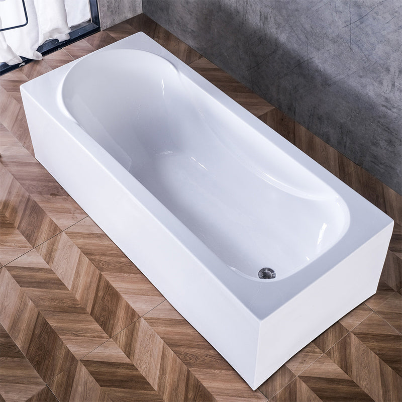 Acrylic Soaking Bathtub Antique Finish Rectangular Back to Wall Bath
