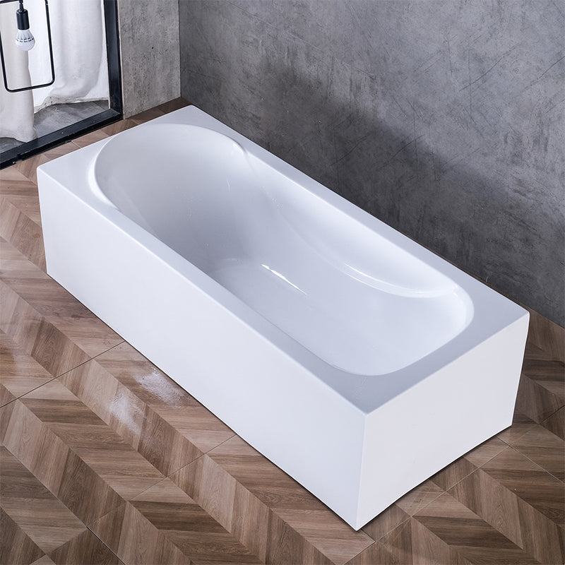 Acrylic Soaking Bathtub Antique Finish Rectangular Back to Wall Bath