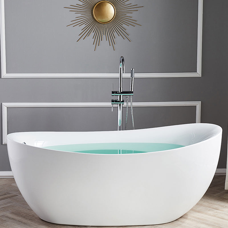 Modern Acrylic Freestanding Bath Tub Soaking 31.5-inch Tall Bathtub in White