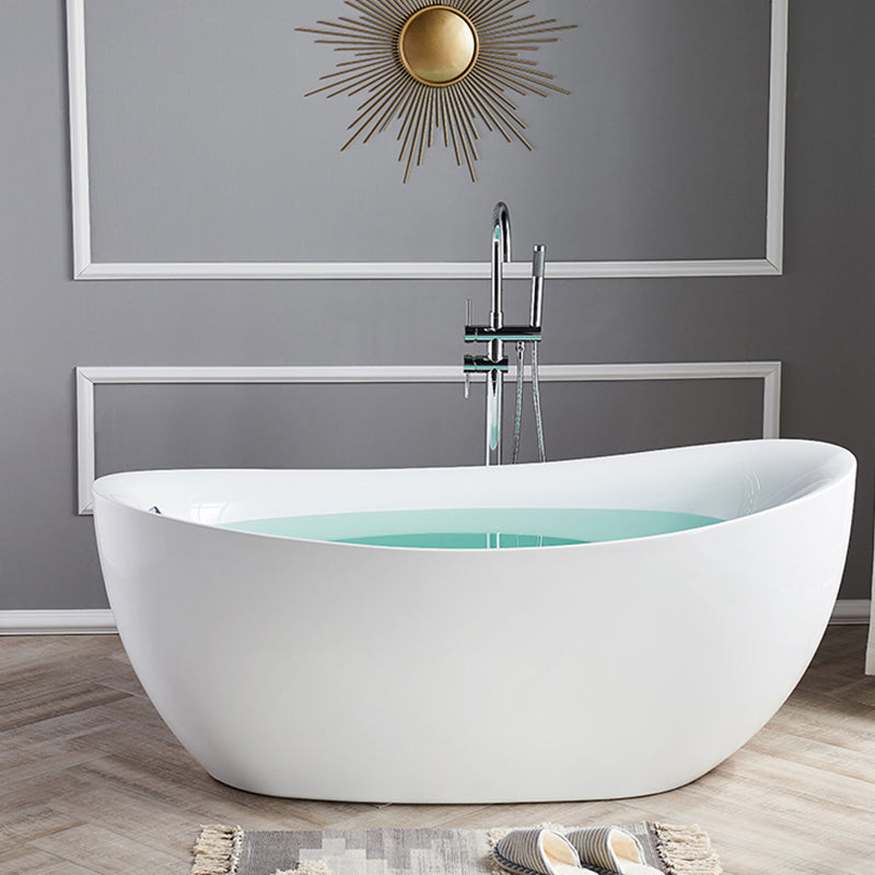 Modern Acrylic Freestanding Bath Tub Soaking 31.5-inch Tall Bathtub in White