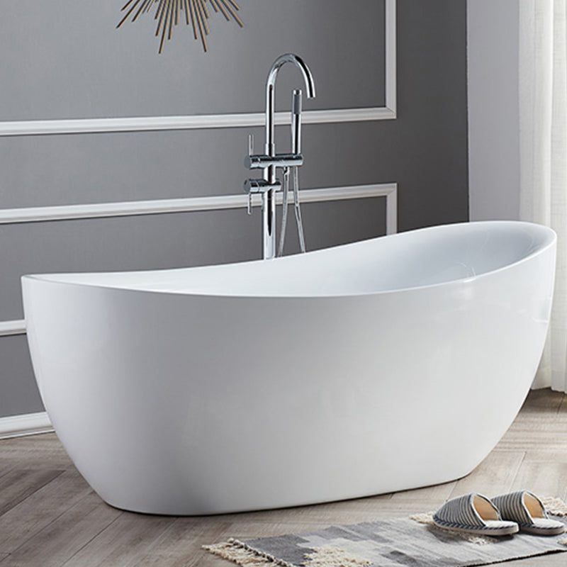 Modern Acrylic Freestanding Bath Tub Soaking 31.5-inch Tall Bathtub in White