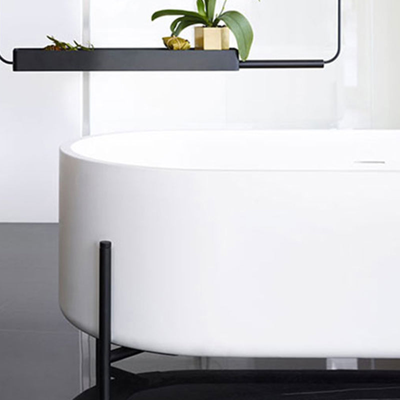 Oval Stone Soaking Bathtub Antique Finish Back to Wall Bath Tub