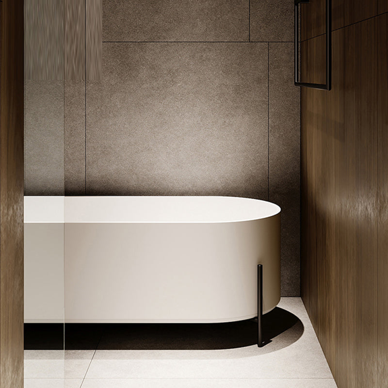 Oval Stone Soaking Bathtub Antique Finish Back to Wall Bath Tub