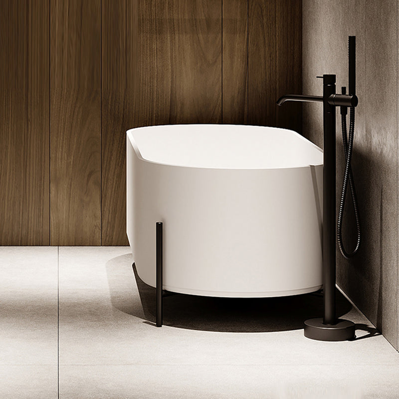 Oval Stone Soaking Bathtub Antique Finish Back to Wall Bath Tub